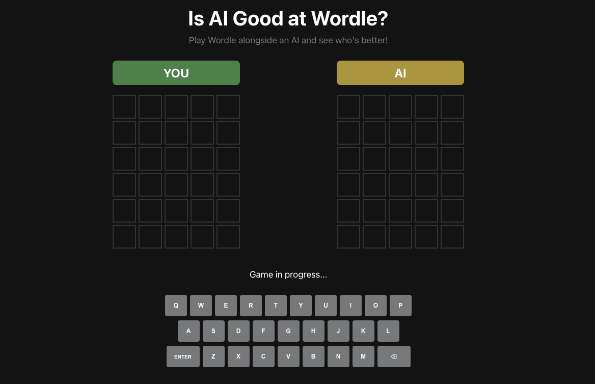 Is AI Good at Wordle? - Game Interface Screenshot